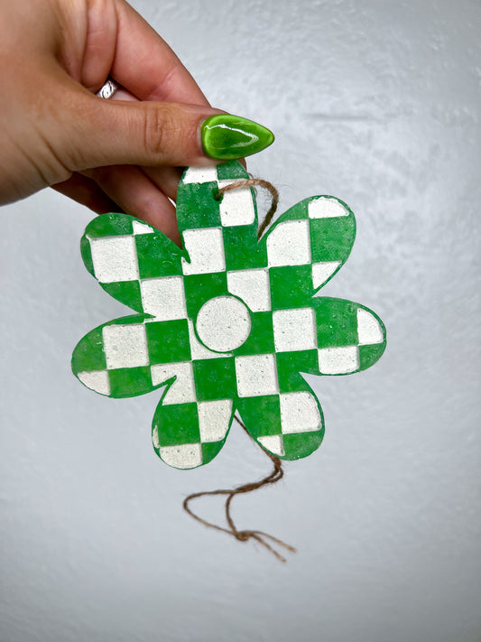 Checkered Flower Car Freshie-Southern Creek Wholesale-Baja cactus-The Twisted Chandelier
