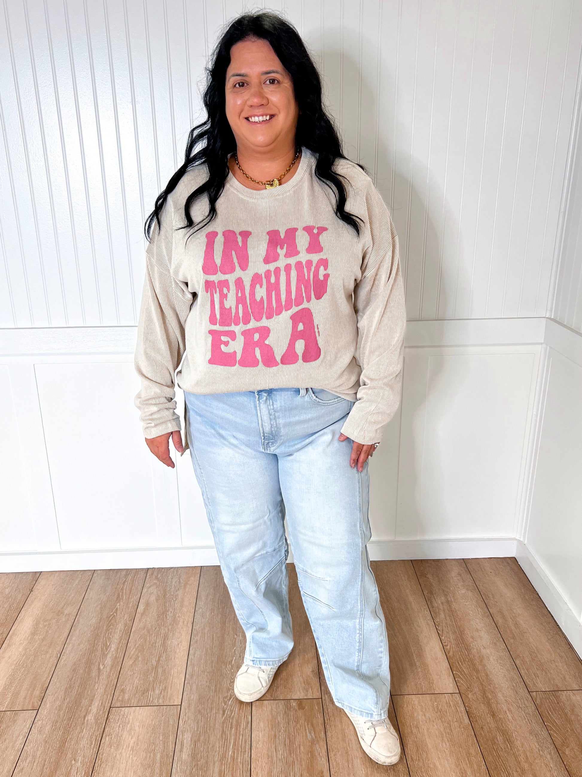 In My Teacher Era Long Sleeve Top-Top-Southern Grace Wholesale-11/17/24,7677B-BEIGE,BIN D3,Max Retail,OGP 39.99,Tops Collection-The Twisted Chandelier