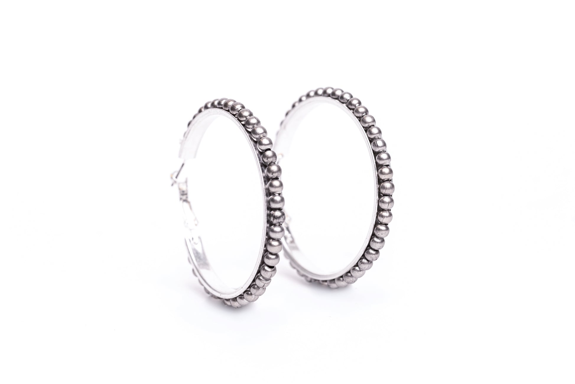West and Co. Worn Silver Trimmed Hoop Earring-Hoop Earrings-West and Co.--The Twisted Chandelier