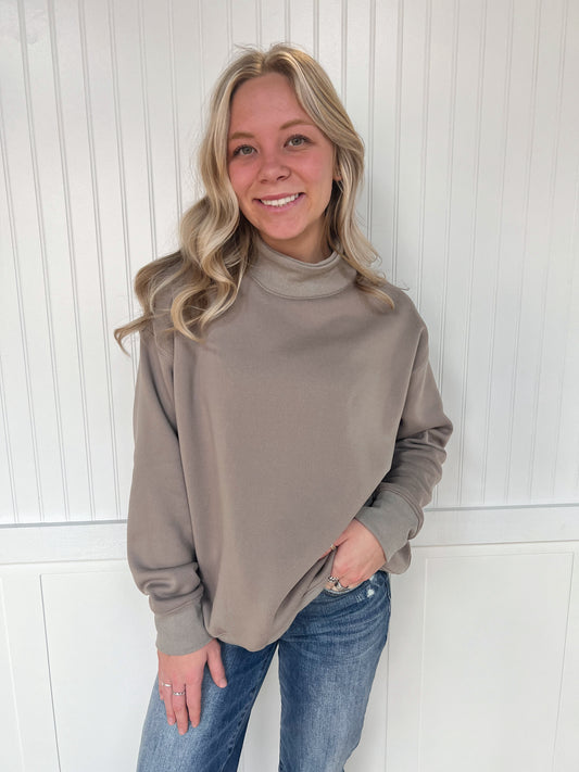 Sloane Oversized Mock Neck Top Sweatshirt