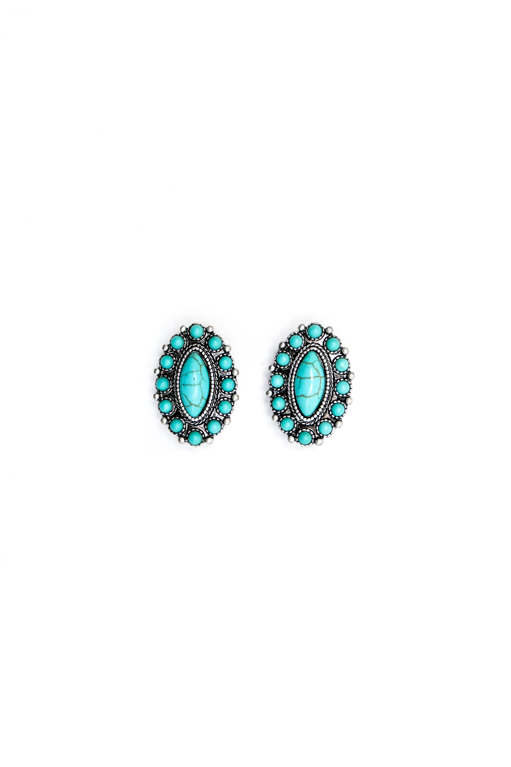 West and Co. Elongated Turquoise Post Earrings-Stud Earrings-West and Co.--The Twisted Chandelier