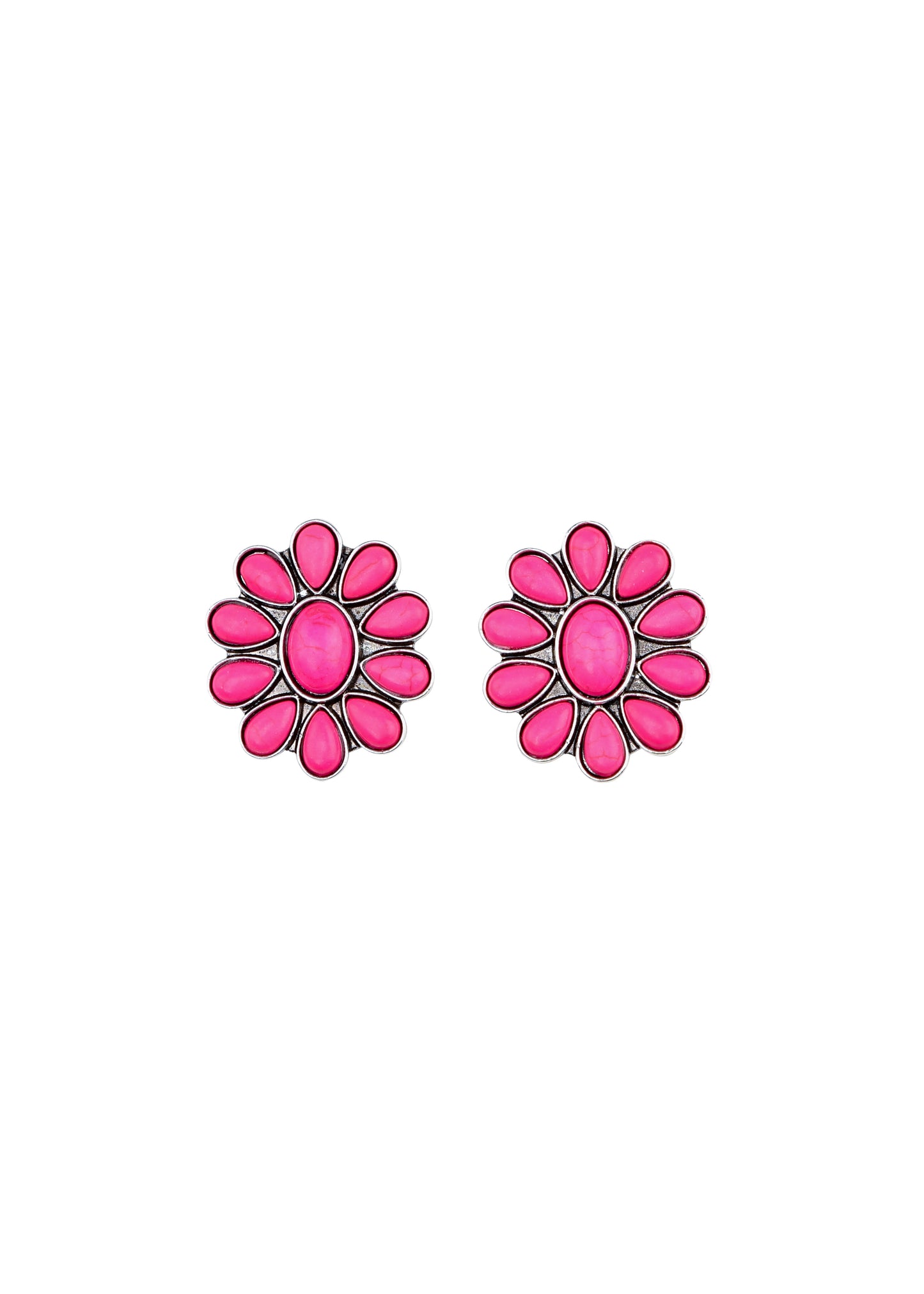West and Co. Pink Flower Cluster Post Earrings-Stud Earrings-West and Co.--The Twisted Chandelier