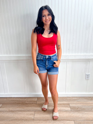 Kara U-Neck Seamless Cropped Tank Top with Built In Bra - Ruby-Tank Top-Zenana-FD 05/30/26,Tops Collection-The Twisted Chandelier