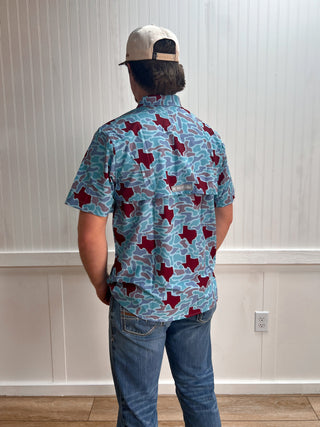 Men's Texas Maroon Camo Fishing Shirt-Men's Tops-SALT WATER SOUL-FD 02/18/26,Men's,RWB-The Twisted Chandelier