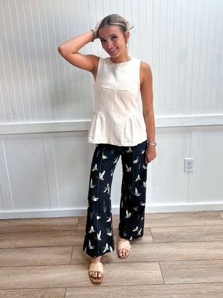 Reese Mallard Printed Stretch Denim Wide Leg Jeans
