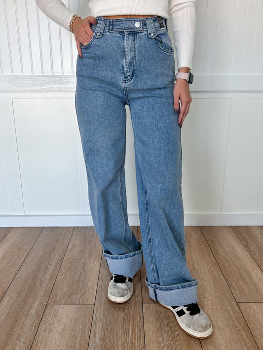 Sutton Wide Leg Medium Stone Rigid Comfort Stretch Jeans-Vibrant M.i.U-BIN A2,bottoms-The Twisted Chandelier