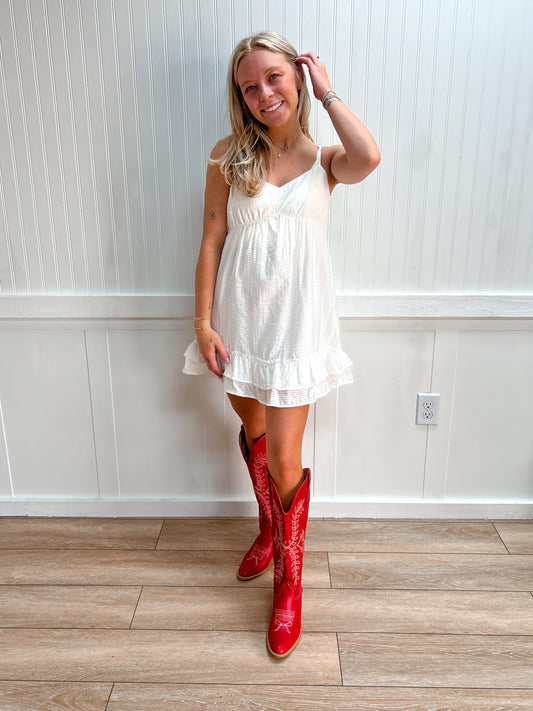 Noelle Woven Ruffle Dress