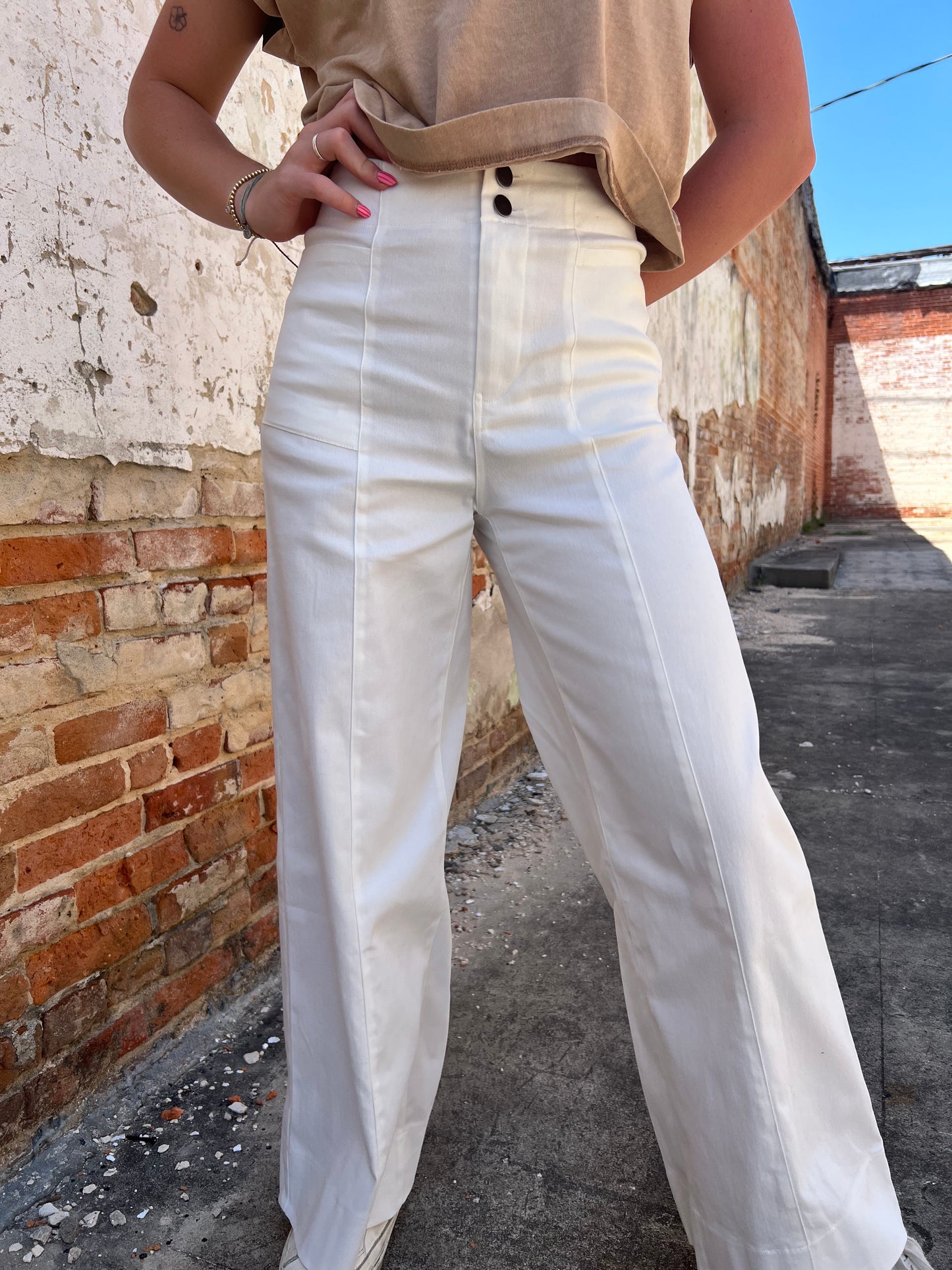Fiona Wide Leg Full Length Stretchy Cotton Twill Pants-Apparel & Accessories-in february-Bin C5,bottoms,CR 04/16/25,FD 05/13/25-The Twisted Chandelier