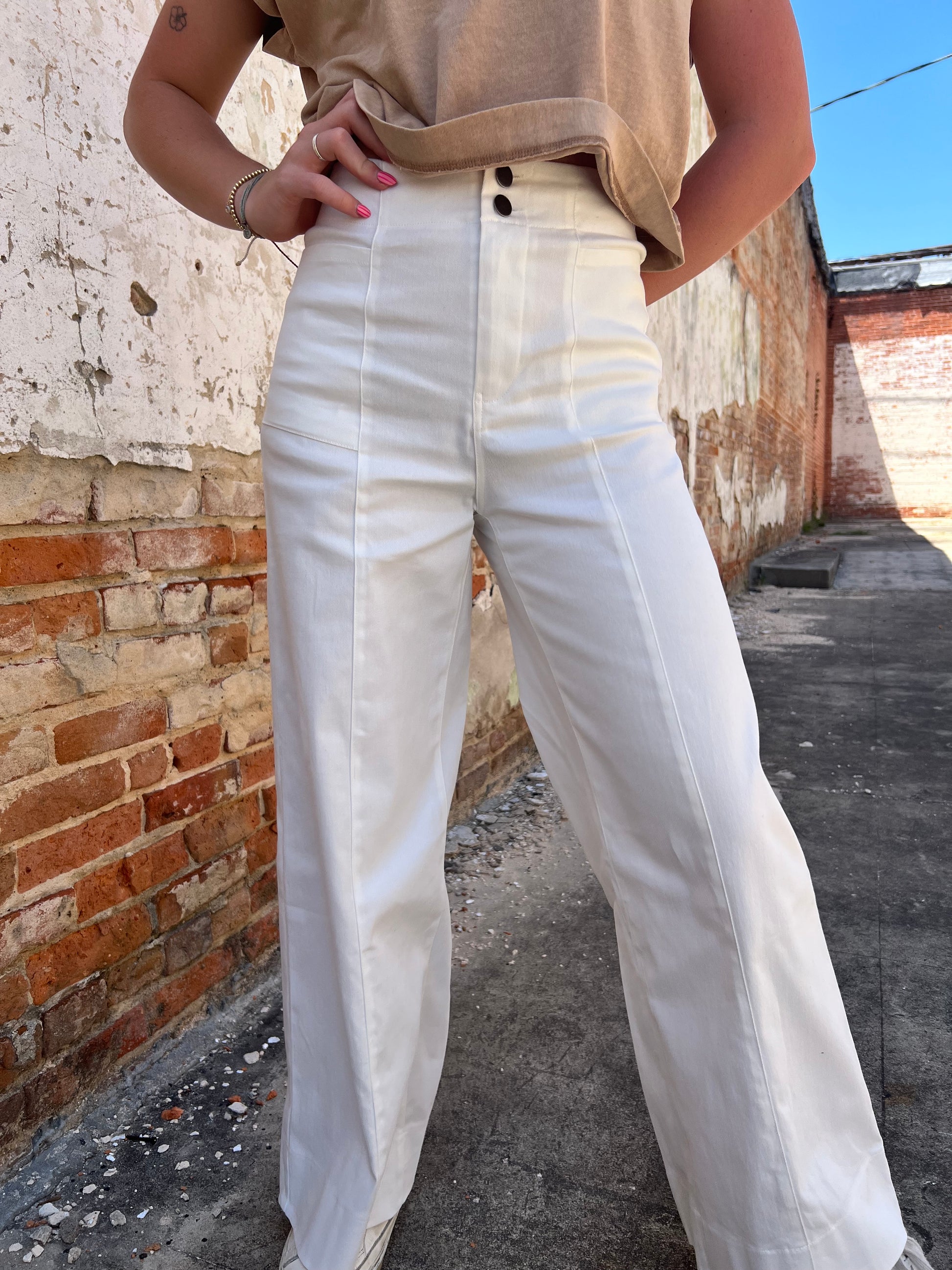 Fiona Wide Leg Full Length Stretchy Cotton Twill Pants-Apparel & Accessories-in february-Bin C5,bottoms,CR 04/16/25,FD 05/13/25-The Twisted Chandelier