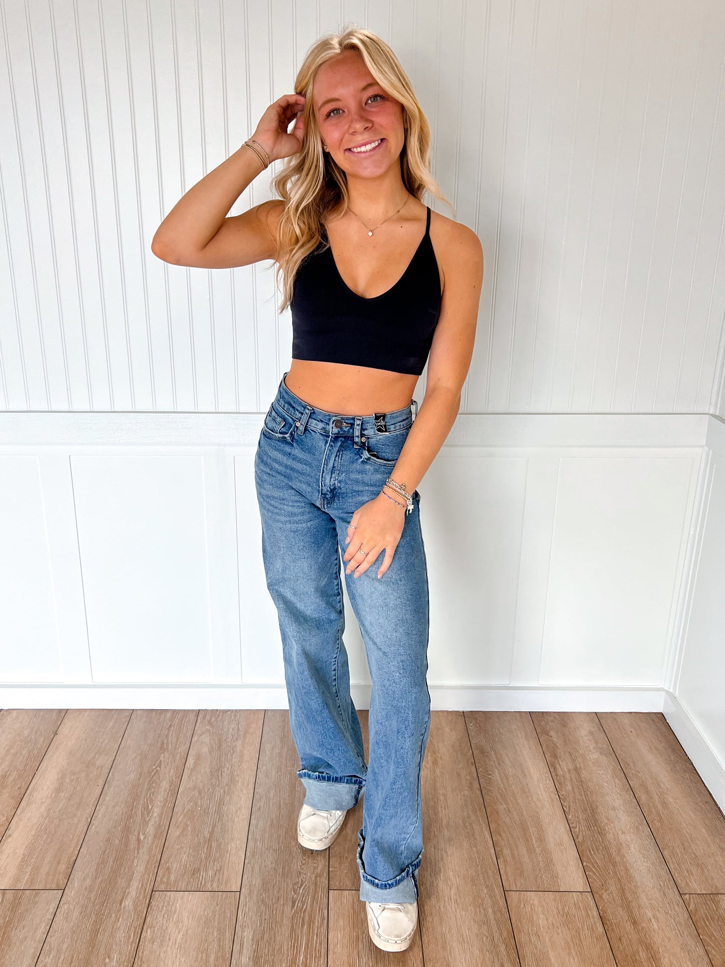 Emmie Seamless Ribbed Triangle Chest Spaghetti Strap Brami - Black-By Together-Bin B5,FD 07/15/25,Tops Collection-The Twisted Chandelier