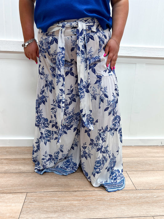 Savannah Wide Leg Tie Waist Printed Pants-ANGIE-B3663-A924,bottoms-The Twisted Chandelier