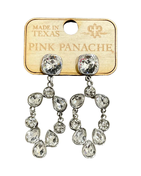 Pink Panache 10mm Silver/Clear Connector on Clear Rhinestone Hinged Earrings-Earrings-Pink Panache-Created - 01/15/24-The Twisted Chandelier
