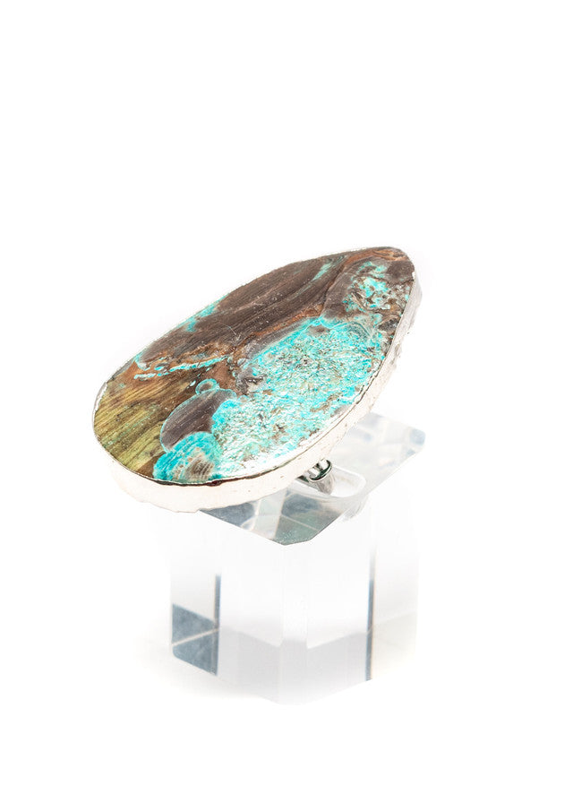 West and Co. Adjustable 2" Turquoise Stone Ring-Western Ring-West and Co.--The Twisted Chandelier
