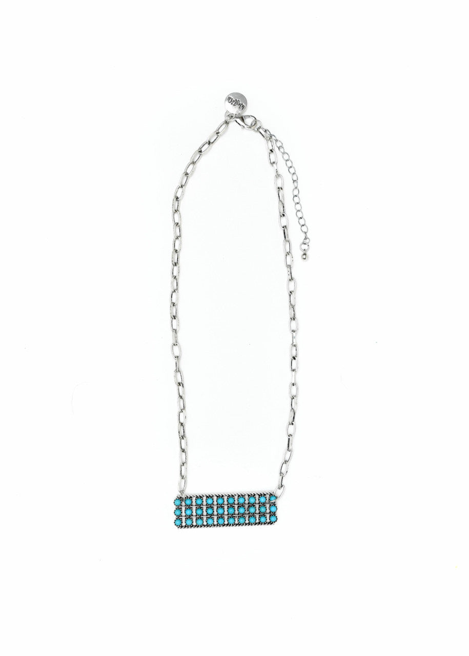West and Co. 18" Snake Eye Turquoise Bar Necklace-Necklaces-West and Co.--The Twisted Chandelier