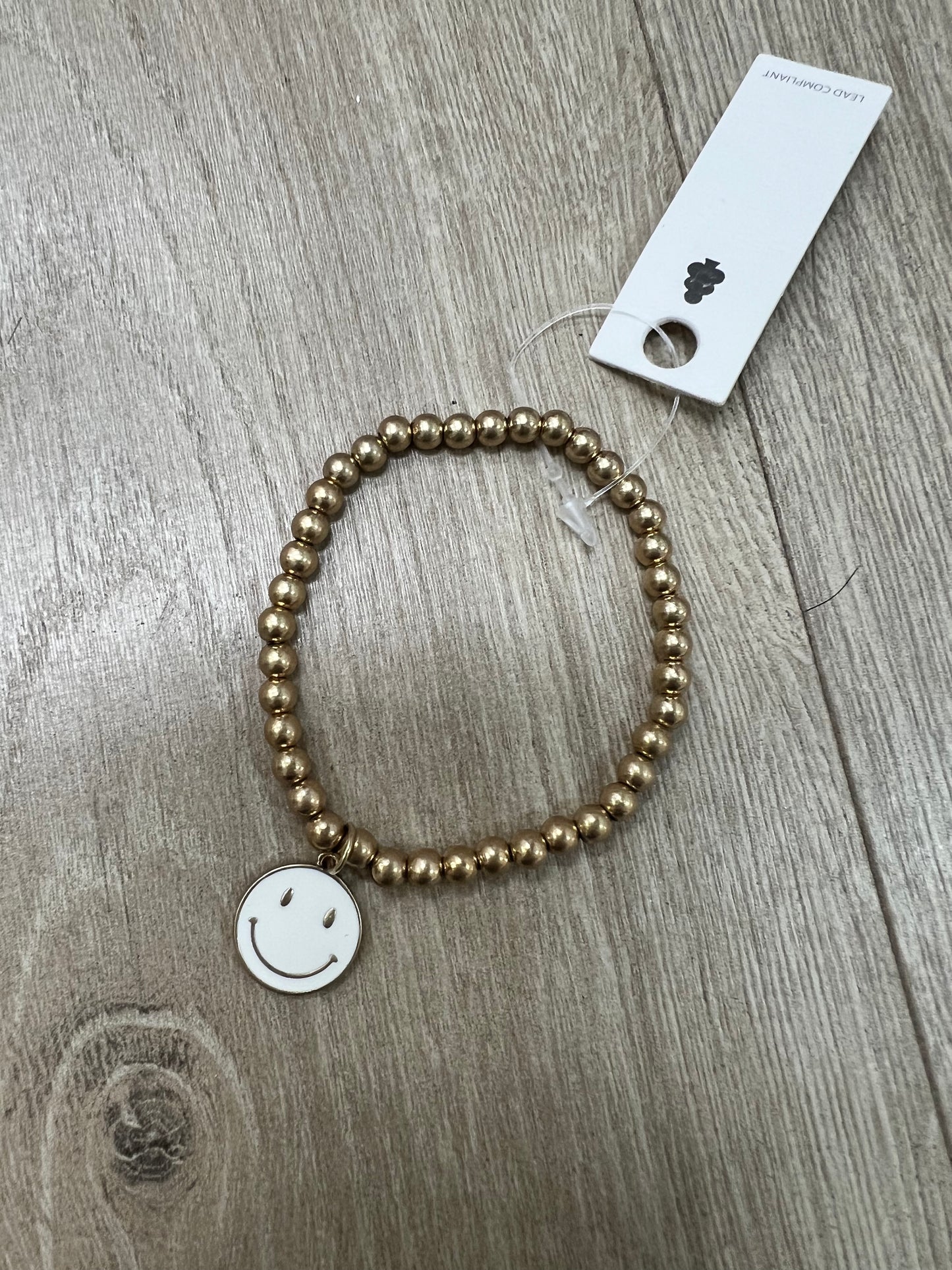 Gold Beaded Smiley Face Bracelet