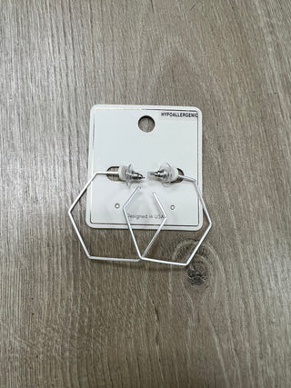 Hexagon Silver Earrings-MY GIRL IN LA-The Twisted Chandelier