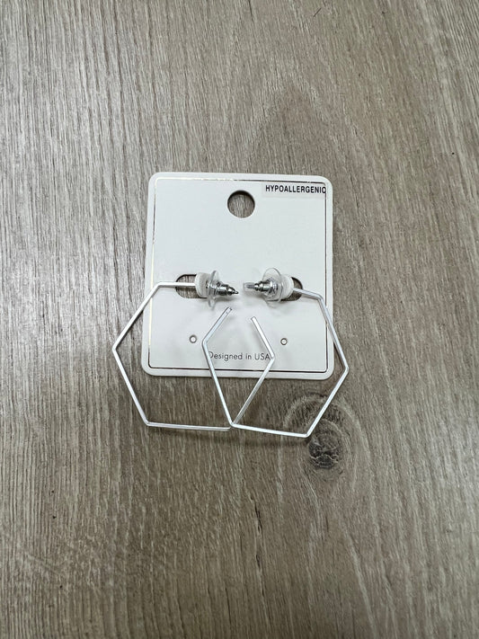 Hexagon Silver Earrings