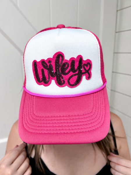 Wifey Patch on Hot Pink Trucker Hat – The Twisted Chandelier display picture 3