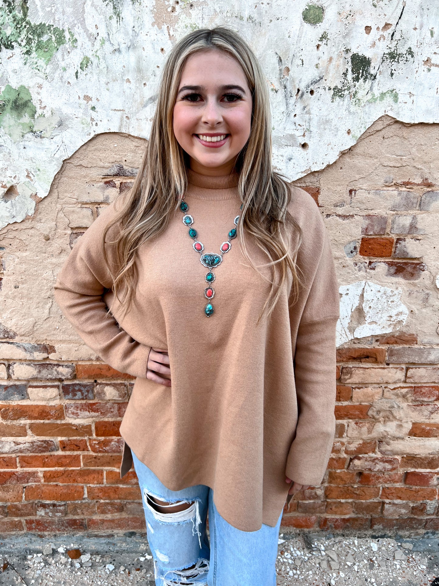 Allie Mock Neck Long Sleeve Top-Sweater-Entro-Max Retail-The Twisted Chandelier