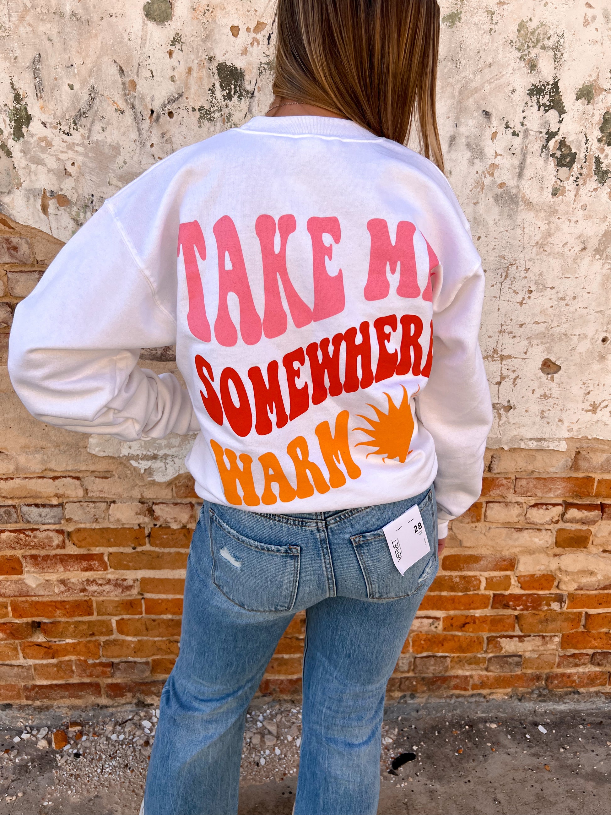 Take Me Somewhere Warm Sweatshirt-Top-friday+saturday-BIN E3, Max Retail-The Twisted Chandelier