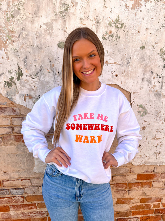 Take Me Somewhere Warm Sweatshirt-Top-friday+saturday-Max Retail-The Twisted Chandelier