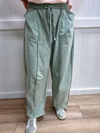 Stevie Mineral Wash Seam Detail Pull On Barrel Pants-Pants-Mittoshop-bottoms,FD 06/15/26-The Twisted Chandelier