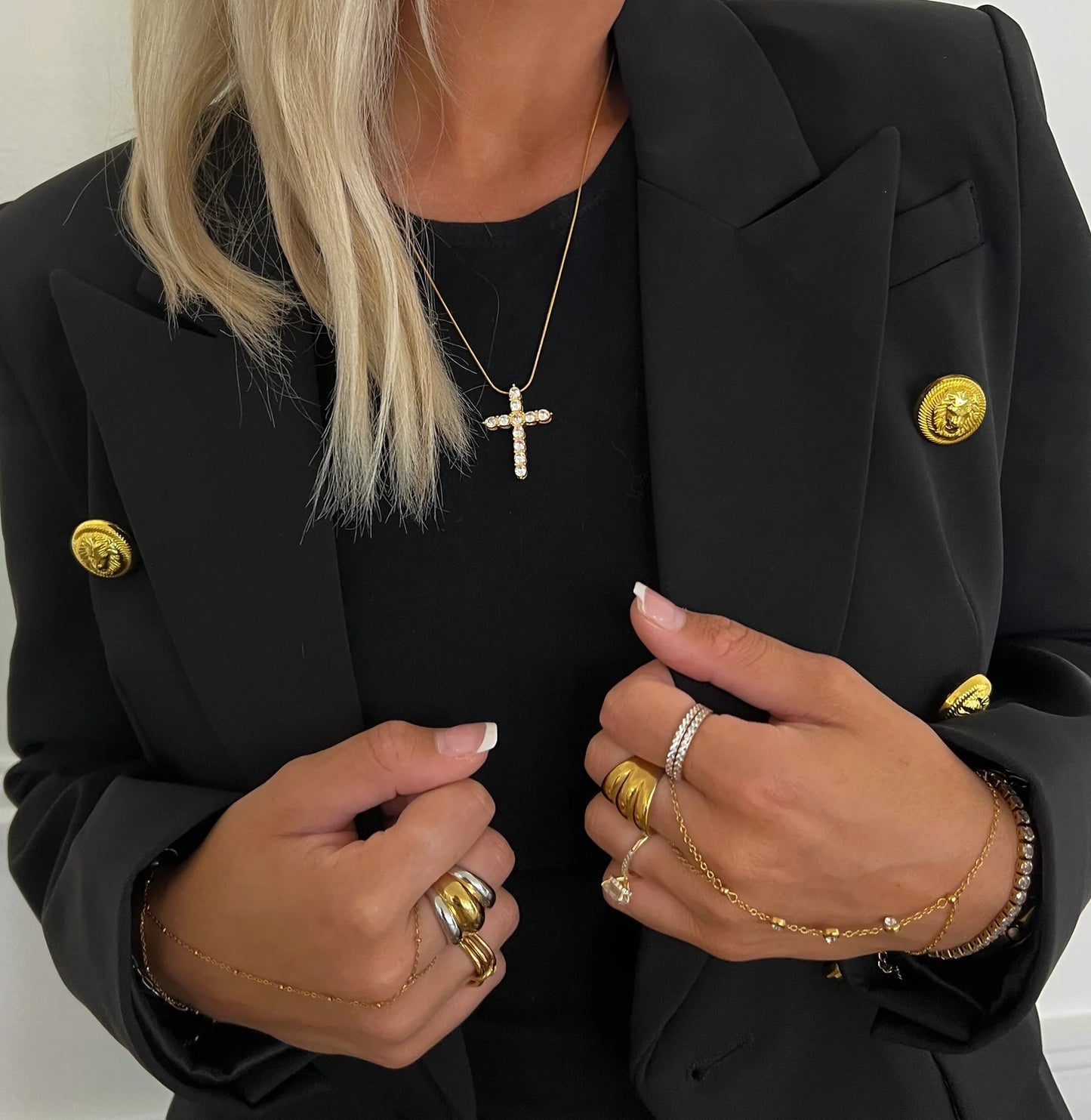 ChanSutt Pearls XL Diamond Cross Necklace-Bracelets-ChanSutt Pearls-CR 03/31/25-The Twisted Chandelier