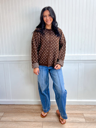 Fallon Sweet Dot Knit Cardigan-Top-VERY J-12W3795N,Fall Favorites,FD 10/20/26,NewArrival,Tops Collection-The Twisted Chandelier
