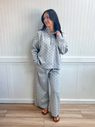 Nellie Scuba Polka Dot Half Zip Pullover