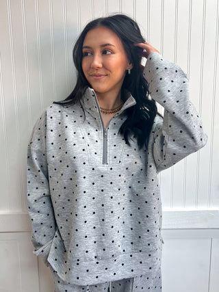 Nellie Scuba Polka Dot Half Zip Pullover