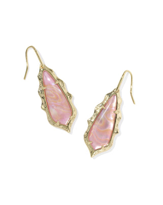 Kendra Scott Adriana Scallop Frame Drop Earrings Gold Light Pink Iridescent Abalone-Earrings-Kendra Scott-E01043GLD-The Twisted Chandelier