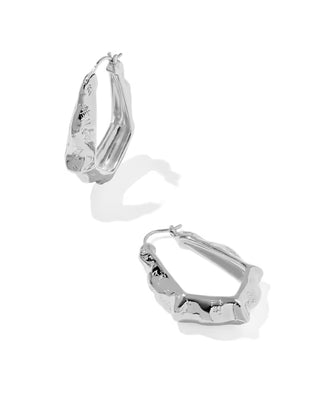 Kendra Scott Adriana Scallop Frame Hoop Earrings Silver-Earrings-Kendra Scott-E01038RHD-The Twisted Chandelier