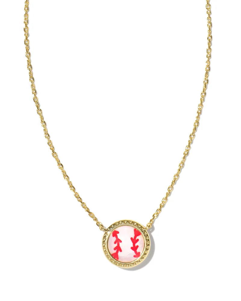 Kendra Scott Baseball Short Pendant Necklace Gold Ivory Mother of Pearl-Necklaces-Kendra Scott-N00558GLD-The Twisted Chandelier