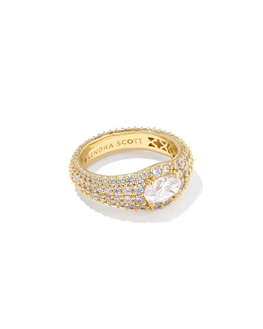 Kendra Scott Bella Band Ring Gold White Cz 7-Kendra Scott-R00174GLD-The Twisted Chandelier