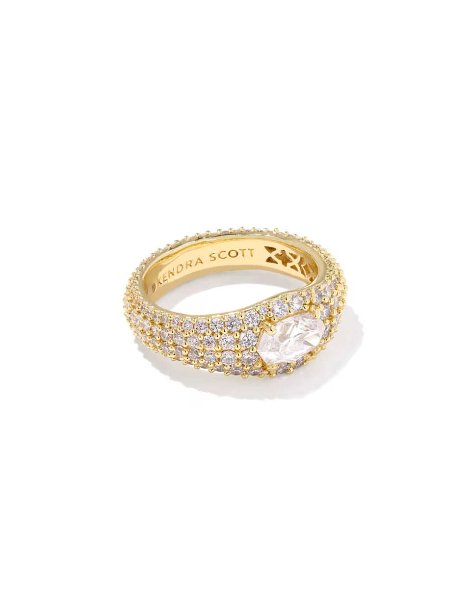 Kendra Scott Bella Band Ring Gold White Cz 6-Kendra Scott-R00174GLD-The Twisted Chandelier