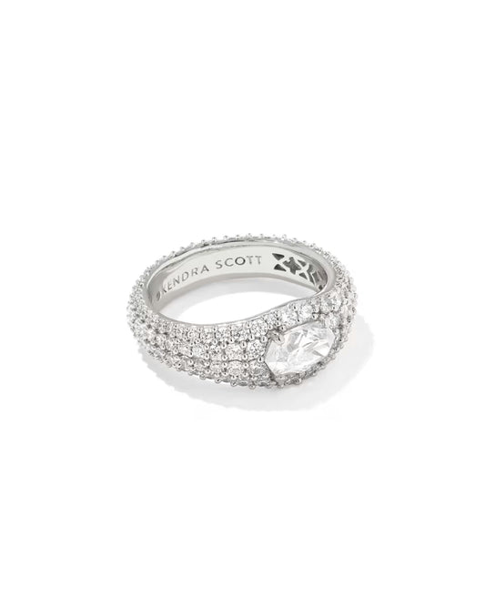 Kendra Scott Bella Band Ring Silver White Cz 7-Kendra Scott-R00174RHD-The Twisted Chandelier