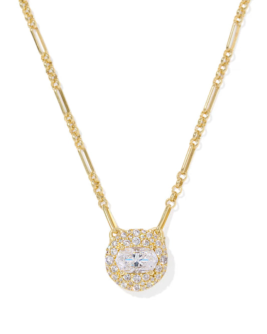 Kendra Scott Bella Short Pendant Necklace Gold White Cz-Kendra Scott-N01210GLD-The Twisted Chandelier