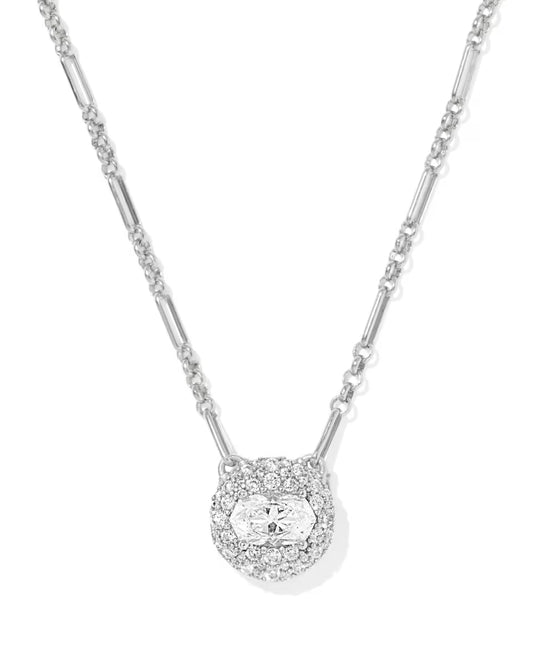 Kendra Scott Bella Short Pendant Necklace Silver White Cz-Kendra Scott-N01210RHD-The Twisted Chandelier