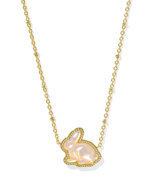 Kendra Scott Bunny Short Pendant Necklace Gold Taupe Mother Of Pearl-Necklaces-Kendra Scott-FD 03/05/25,N00988GLD-The Twisted Chandelier