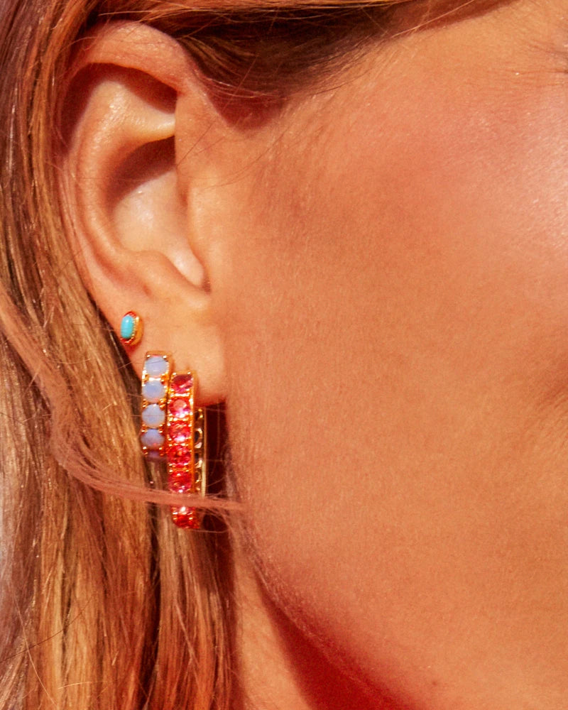 Kendra Scott Chandler Huggie Earrings Gold Pink Blue Mix-Earrings-Kendra Scott-E00410GLD-The Twisted Chandelier
