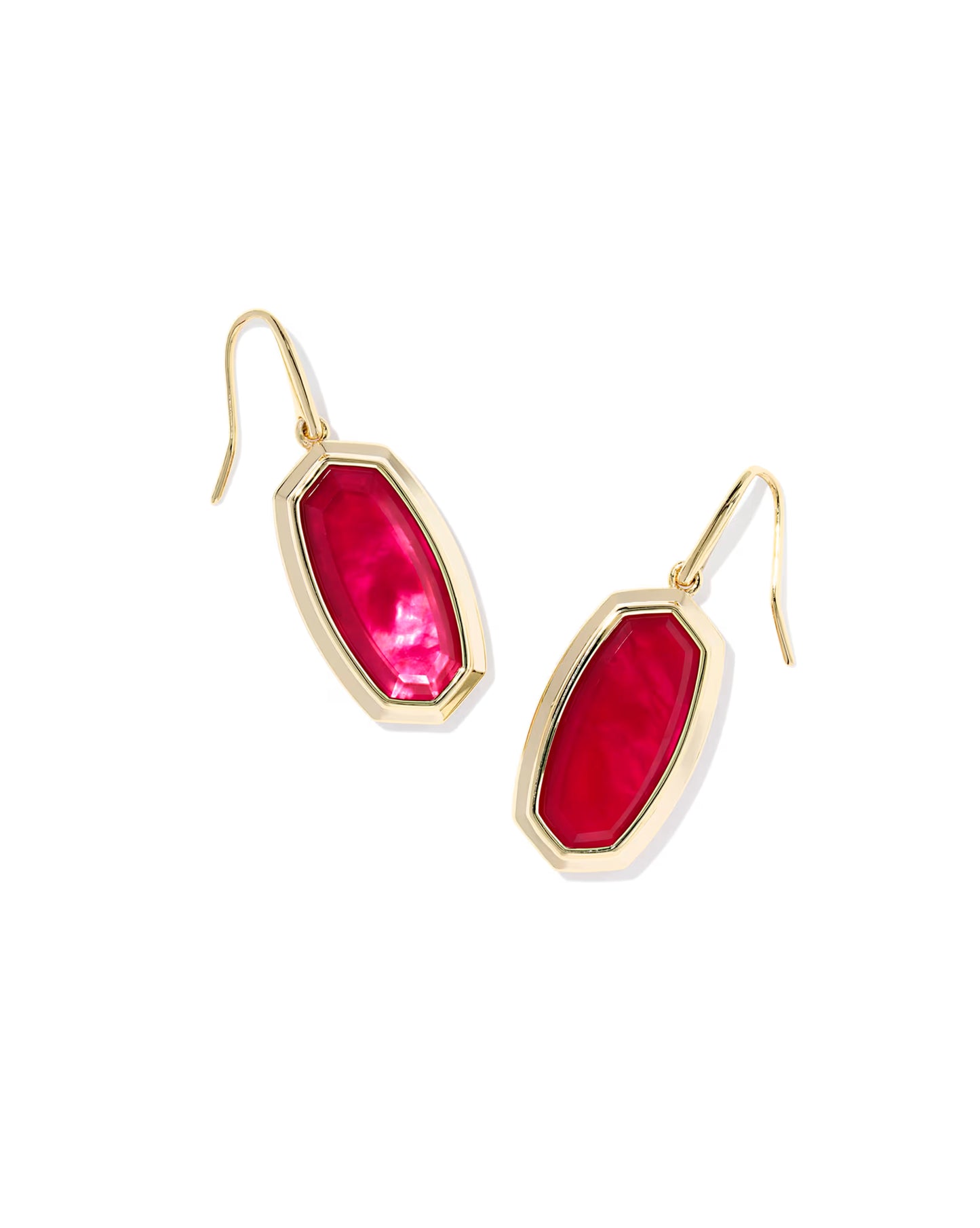 Kendra Scott Dani Bezel Drop Earrings Gold Carmine Red Illusion-Kendra Scott-E00928GLD-The Twisted Chandelier