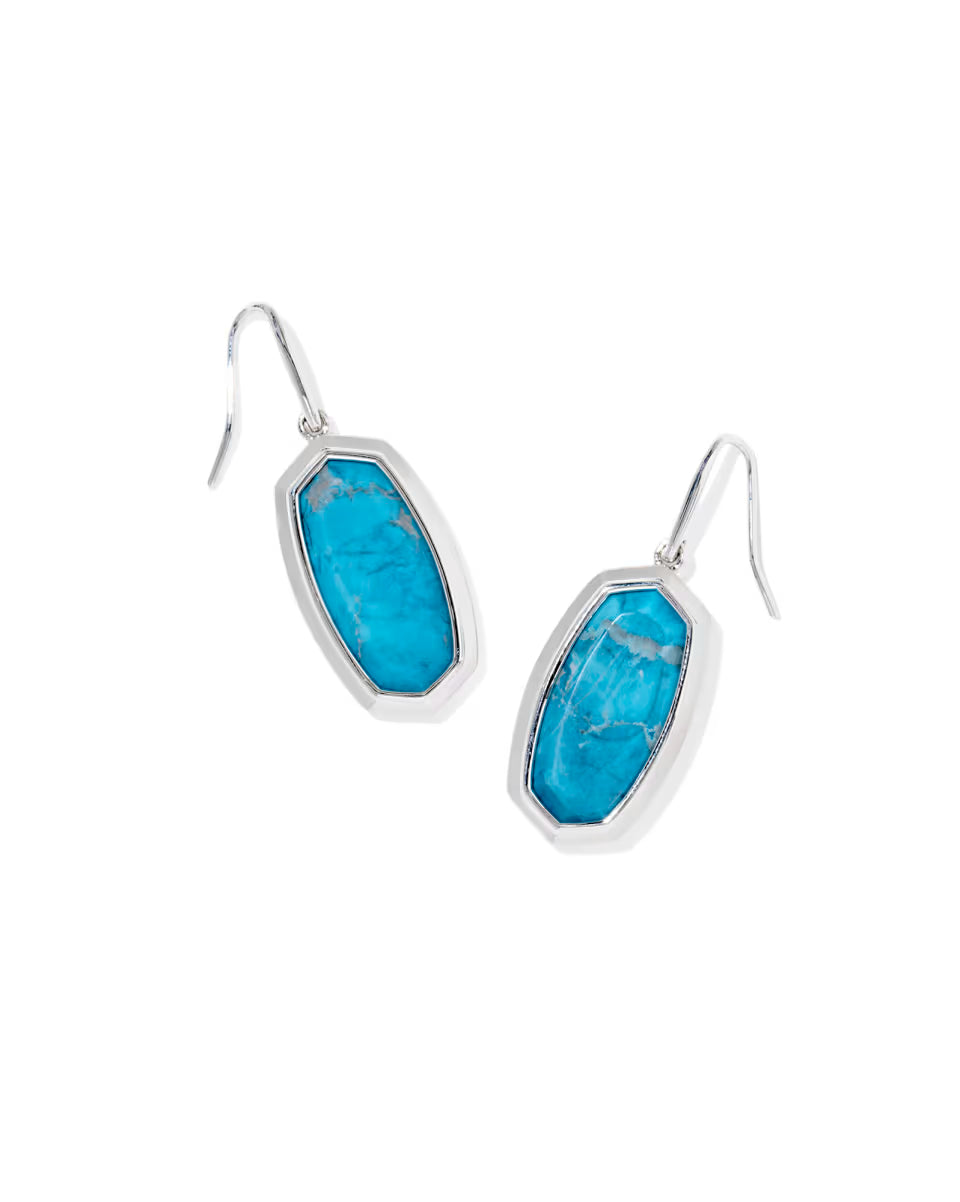Kendra Scott Dani Bezel Drop Earrings Silver Variegated Indigo Magnesite-Kendra Scott-E00928RHD-The Twisted Chandelier