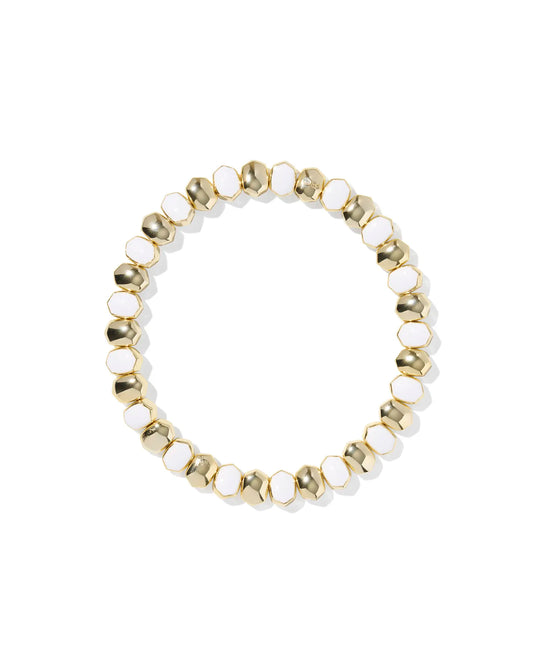 Kendra Scott Daphne Enamel Stretch Bracelet Gold White Enamel-Bracelets-Kendra Scott-08/21/25-The Twisted Chandelier