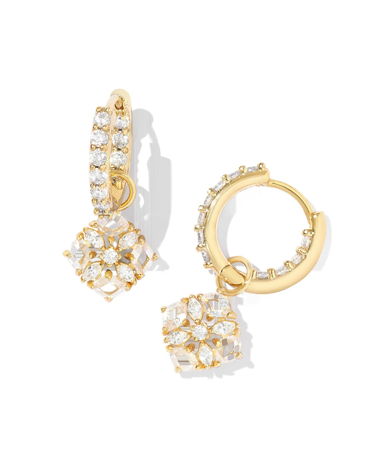 Kendra Scott Dira Crystal Huggie Earrings Gold White Crystal-Earrings-Kendra Scott-E00429GLD-The Twisted Chandelier