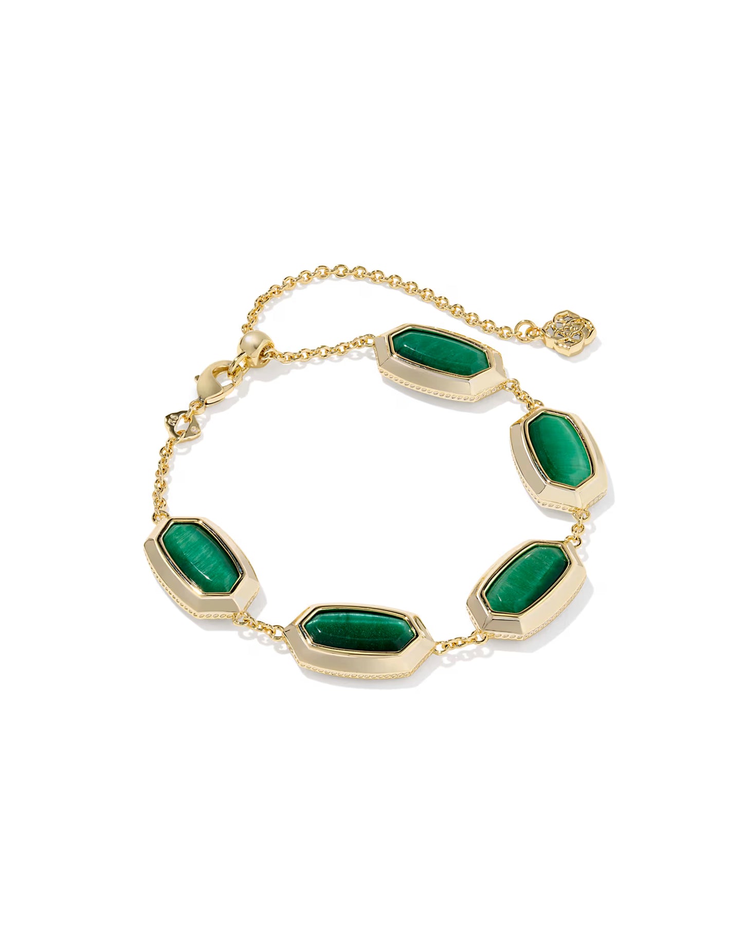 Kendra Scott Elaina Bezel Delicate Chain Bracelet Gold Green Tigers Eye-Kendra Scott-B00382GLD-The Twisted Chandelier