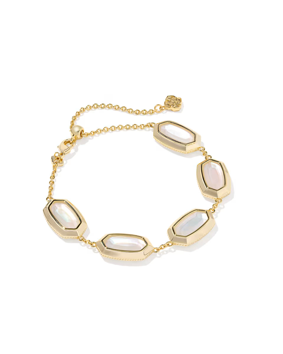 Kendra Scott Elaina Bezel Delicate Chain Bracelet Gold Ivory Mother Of Pearl-Kendra Scott-B00382GLD-The Twisted Chandelier