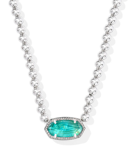 Kendra Scott Elisa Beaded Necklace Silver Bright Aqua Illusion-Necklaces-Kendra Scott-FD 05/07/25,N01111RHD-The Twisted Chandelier
