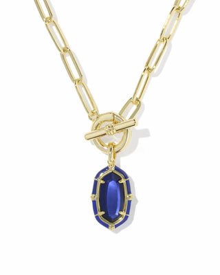 Kendra Scott Elisa Enamel Link And Chain Necklace Gold Cobalt Illusion