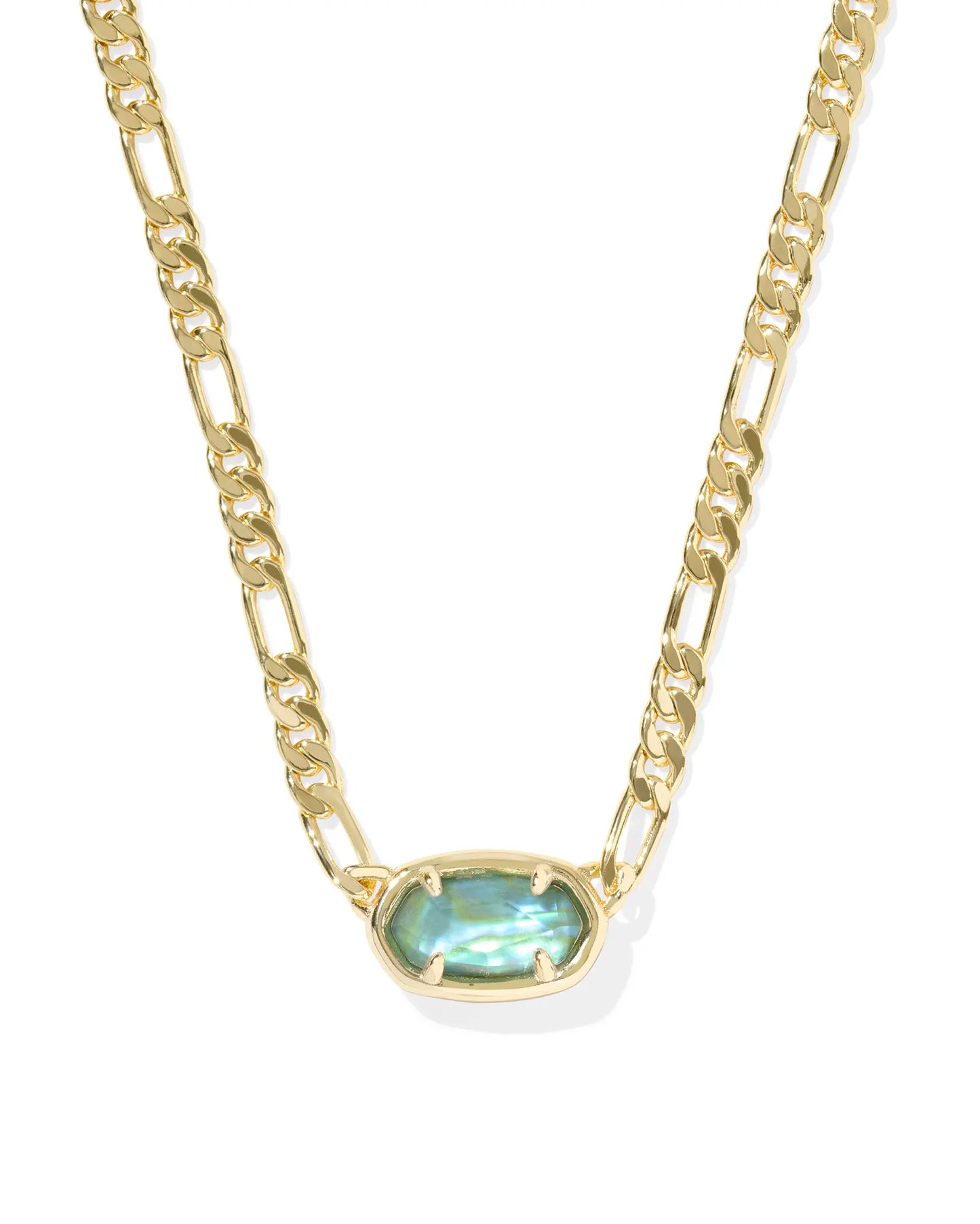 Kendra Scott Elisa Figaro Chain Short Pendant Necklace Gold Deep Aqua Illusion-Necklaces-Kendra Scott-N01115GLD-The Twisted Chandelier