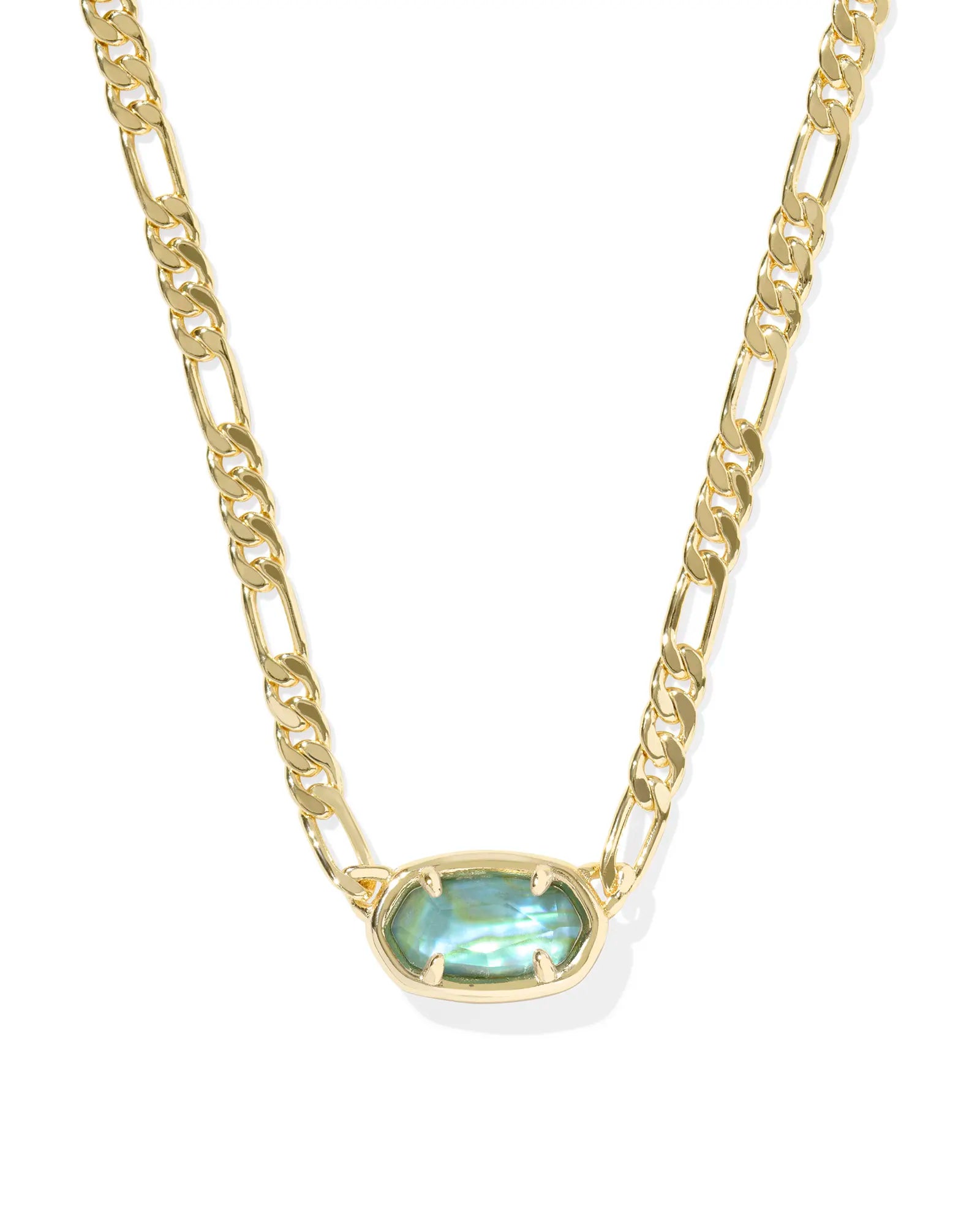 Kendra Scott Elisa Figaro Chain Short Pendant Necklace Gold Deep Aqua Illusion-Necklaces-Kendra Scott-N01115GLD-The Twisted Chandelier